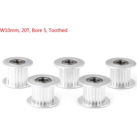 5 poulies de distribution en aluminium 2GT pour imprimante 3D (largeur 10 mm, 20 dents, alésage 5, dentées) (1/5)