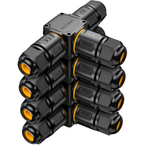 4 Stück wasserdichte IP68-Kabelverbinder – 3-Wege-Anschlussdose, 3-adriger wasserdichter Steckverbinder – Outdoor-Gartenanschluss – 6–11 mm Kabelabzweig – wasserdichte externe Elektrobox (1/5)