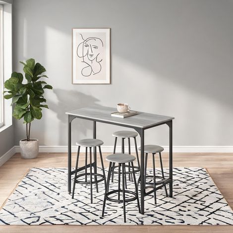 Mobilier de bar coloris gris en mDF métal 110 x 50 x 89,5 cm (1/5)