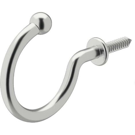 Gancho de almacenamiento ajustable con tornillo, de acero inoxidable – Punta redondeada – Para madera dura – Dimensiones: 40 x 34 mm – Acabado pulido (1/2)