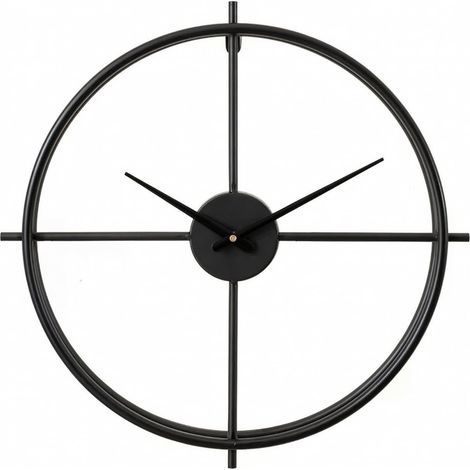 Sleek Iron Frame Wall Clock Silent Movement, Metal Frame Wall Clock, Industrial Style, for Living Room, Hallway, Black, 40CM (1/5)