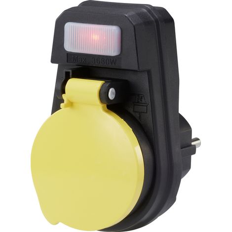 Sygonix SY-4673756 Schaltbare Zwischensteckdose mit Schalter am Gerät 1polig Schwarz, Gelb (1/5)