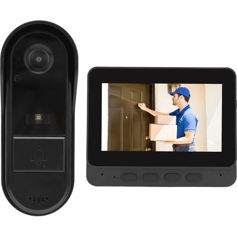 Sonnette Vidéo sans Fil, Grand Angle 1080P 8MP 170°, Conversation Bidirectionnelle IP66 étanche avec Système d' Vidéo à écran de 4,3 Pouces (1/5)