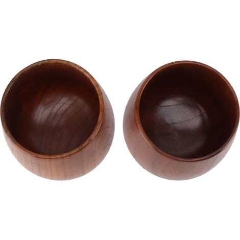 Tasses à thé en bois massif, fabriquées à la main, multifonctionnelles, sûres et écologiques, idéales pour le thé, le café, le vin, la bière et autres boissons chaudes (lot de 2). (1/5)