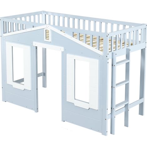 Letto a soppalco per bambini blu 90 x 200 cm in legno, MDF e compensato (1/5)