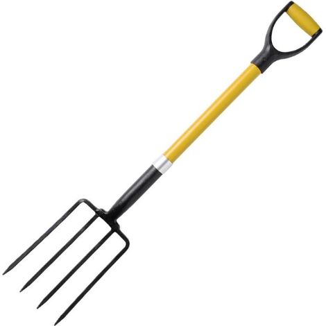 KORMAX horca forjada 4 dientes mango fibra anilla 120 cm , Horca forjada de 4 dientes con mango de fibra de 120 cm, una herramienta robusta y resistente diseñada para trabajos agrí