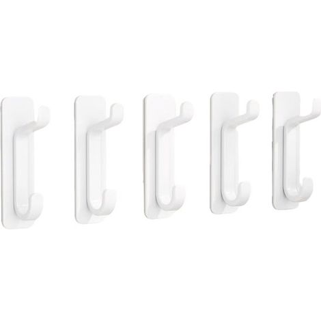 Ganchos de pared autoadhesivos de plástico de 5 piezas, 8x3x3,5 cm, para paraguas, toallas, abrigos, albornoces, llaves, ropa - Negro (1/5)