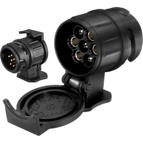 Adaptateur Prise Remorque 13 vers 7 Broches, Prise Remorque, Adaptateur Imperméable pour Voiture, Attelage, Remorque,yd (1/4)