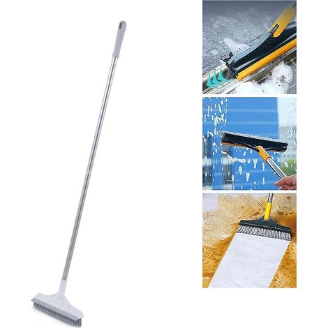 Brosse de nettoyage pour sols avec manche long amovible, rotation à 120°, brosse de nettoyage pour douche, salle de bain et cuisine. (1/5)