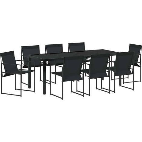 Maison Exclusive - Set da Pranzo per Giardino 9 pcs Nero Textilene e Acciaio