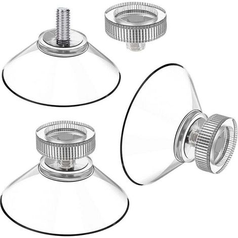 Lot de 25 ventouses diamètre 40 mm M4 - Boutons d'aspiration transparents avec écrou moleté