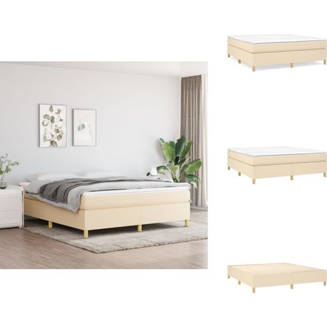 Boxspringbett mit Matratze Creme 180x200 cm Stoff - Boxspringbett - Doppelbett - Cremefarbenes Bett - Bettsystem - Matratze (1/5)