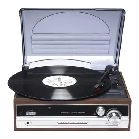 Platine vinyle Denver VPR190 – Radio FM stéréo – Haut-parleurs intégrés – Vitesse 33/45/78 tr/min – Entrée auxiliaire – Toolland (1/5)