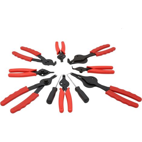 Lot de 8 pinces a circlips interieur exterieur becs coudes et droits en coffret (1/3)