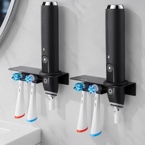 Toothbrush Holder Wall Mounted Toothbrush Holder Compatible with IO Toothbrush Holders Self Adhesive Toothbrush Holder Organizer for Bathroom - 2 Pieces (1/5)