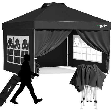 Faltpavillon 3x3m wasserdicht, UV-Schutz 50+, mit 4 Seitenwänden & Rollentasche (1/5)