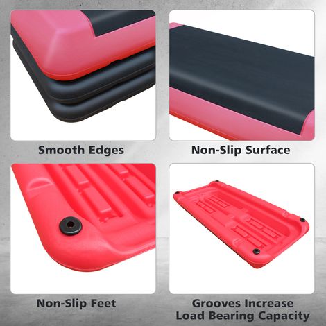 Step aérobic réglable 76x35 cm en ABS rouge et noir, hauteur 10,5 à 20,5 cm - CHICFURN (1/5)