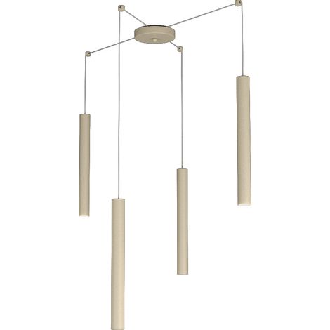 Sospensione Moderna Round Tube Metallo Sabbia 4 Luci Gu10 (1/4)