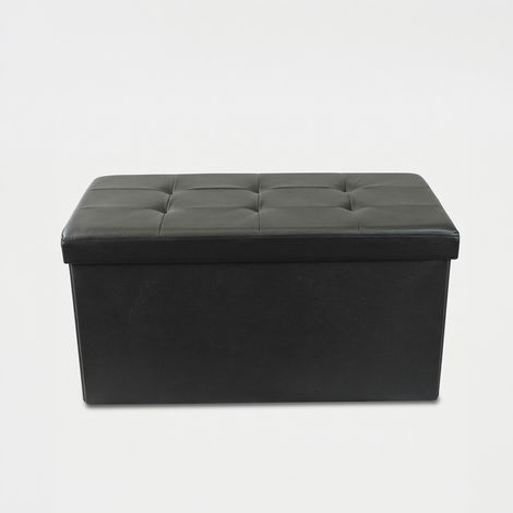 Puf baúl rectangular de polipiel 76x38x38 - Negro