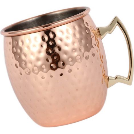 Verre à Moscow Mule 550 ml en acier inoxydable, grande capacité, style Hammer Point, idéal pour les cocktails.