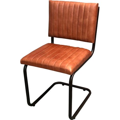 Chaise industrielle 43x53x89 cm en cuir et fer