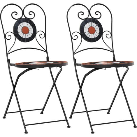 Lot de 2 Chaise de jardin,Chaises de bistro pliables terre cuite blanc céramique CFW9960776 (1/5)