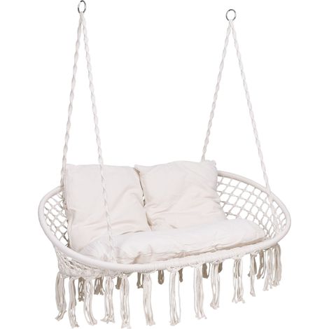 Silla colgante Stork's Nest Lagos color crema con cojines (1/5)
