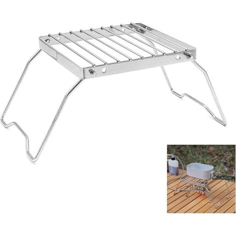 Support De Fourneau Extérieur - Grille De Cuisson Pliable En Acier Inoxydable - Pour Camping Randonnée Pique-Nique - 1 Pièce (1/3)