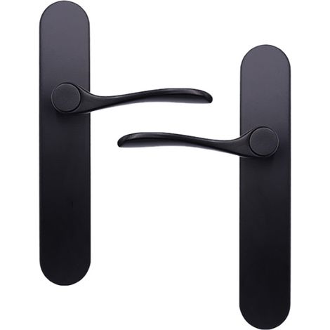 Poignée de Porte, Sans Perçage, Plaque, Aluminium, Noir, Sans verrou, pour Porte intérieur (1/4)