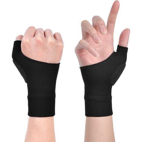 Guantes de compresión para artritis, 1 par de guantes transpirables con soporte para el pulgar y almohadillas de gel, soporte para la muñeca para aliviar el dolor en el pulgar y la muñeca (negro, tall (1/5)