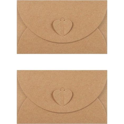 2 buste di carta kraft marrone, 10,3 x 7 cm, con chiusura a forma di cuore. (1/5)