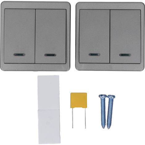 Interrupteur sans fil étanche IP66 2 boutons pour éclairage, télécommande smart 1000W 170-240V, commande à distance sans fil, boîtier mural double interrupteur poussoir. (1/5)