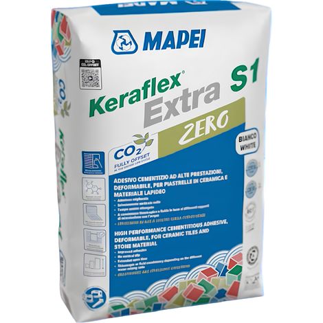 Adesivo piastrelle keraflex extra s1 colore bianco sacco 23 kg