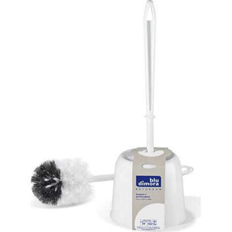 Perfecto Soporte para Cepillo de Inodoro de Plástico Blanco con Cepillo - Diámetro 14 cm - Altura 40 cm (1/2)