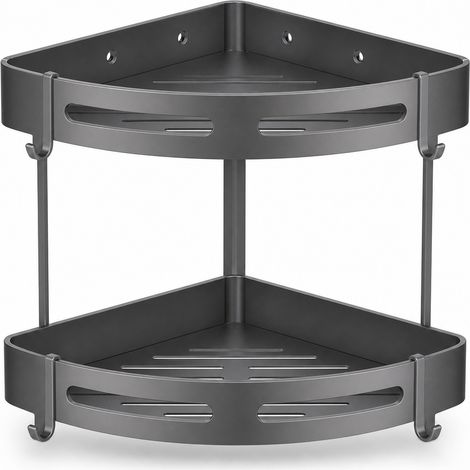 Etagère d'Angle Double en Aluminium pour Douche 30 cm (1/5)