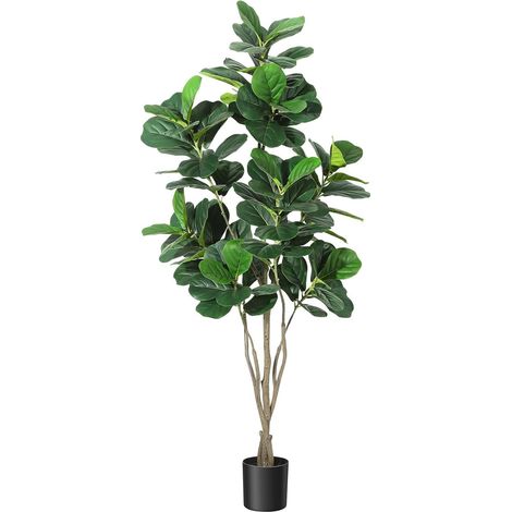 Hoerfuriy – Plante verte artificielle 180 cm – Figuier à feuilles de violon – Feuilles en soie et polyester – Pour intérieur et extérieur (1/5)