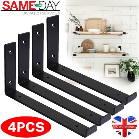 Support D'étagère En Acier - Épaisseur 5 mm - Charge Max 40 kg/Paire - Pour Planches De Bois - 2 Pièces Ou 4 Pièces (1/5)