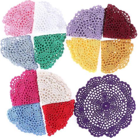 Tischsets aus natürlicher Baumwolle, gehäkelt mit farbenfrohen Blumenmustern