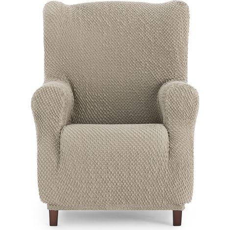 Housse de Fauteuil 1 Place à Oreilles Universelle et Polyvalente - Housse de Fauteuil Couleur Lin Protecteur Facile à Installer pour Dossier, siège et accoudoirs (1/5)