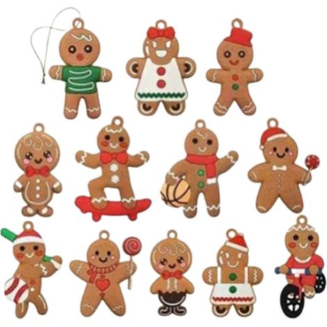 Gingerbread Man - 6 x 5 cm - Décoration Arbre De Noël - PVC - 12 Pièces (1/5)