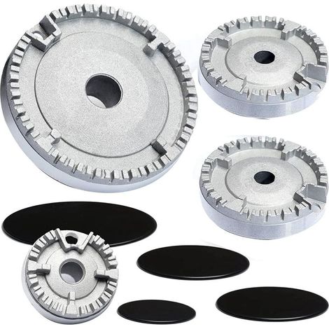 GABRIELLE Paquete de 4 tapas para quemadores de gas para hornos, cocinas, estufas de gas, bases y accesorios para cocinas de gas (superficie plana) (1/5)