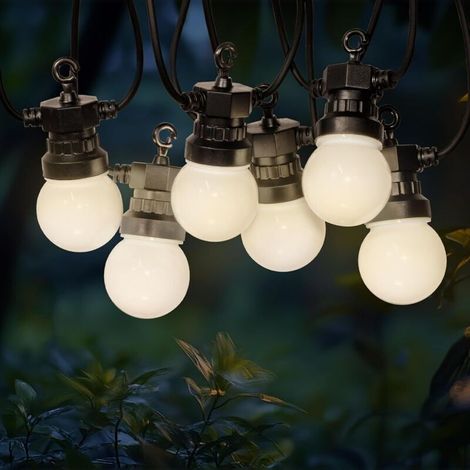Guirlande Guinguette 10m Câble noir-20 Ampoules LED Remplaçables 2800K - Guirlande Lumineuse Extérieure Étanche pour Mariage, Terrasse et Parc (1/4)