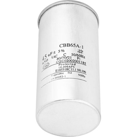 CBB65 45UF 450V Kondensator Aluminiumfolien-Anlaufkondensator für Klimaanlagenkompressoren (1/5)