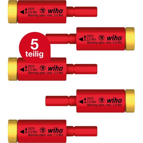 Wiha Drehmoment Set easyTorque Adapter electric für slimBits und slimVario Halter 5-teilig I Drehmoment-Adapter I 0,8-4,0 Nm I VDE geprüft (41479) (1/5)