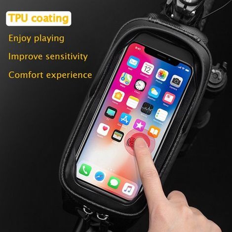 Support de téléphone / Sacoche de guidon (fixation avant) - Accessoire vélo étanche avec extérieur rigide en EVA (1/5)