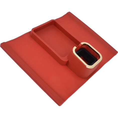 Porte-gobelet pour accoudoir de canapé, plateau en silicone avec 4 tubes en fer à la base, pour salon ou balcon, rouge. (1/5)