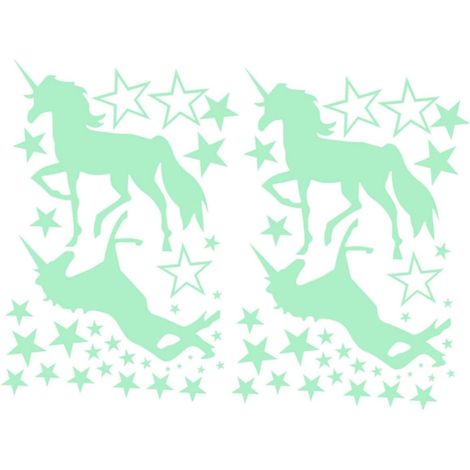 Lot de 2 stickers muraux lumineux licorne fluorescente (1/5)