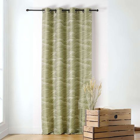Rideau motifs coteaux de vigne Vert Olive 140x240 cm (1/3)
