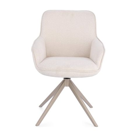 Fauteuil de repas pivotant en tissu beige et pieds taupe (1/5)