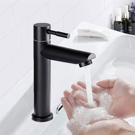 Mitigeur de lavabo - - Modèle - Inox 304 - Noir mat - Eau froide uniquement (1/4)